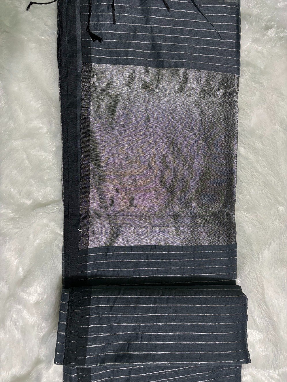 Black Silver Zari Linen Silk Saree